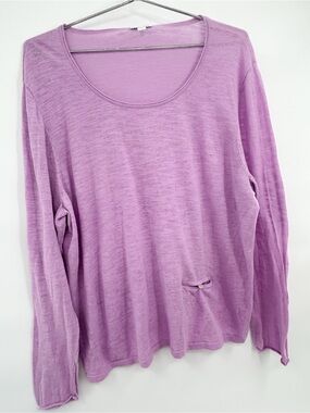 J. Jill Lavender Lagenlook Long Sleeve Linen Blend Top XL
